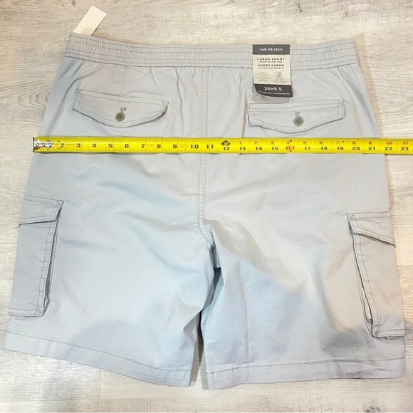 NWT Van Heusen Cargo Shorts 36 Stretch Cotton 8in Inseam- Stone Grey - Picture 9 of 16